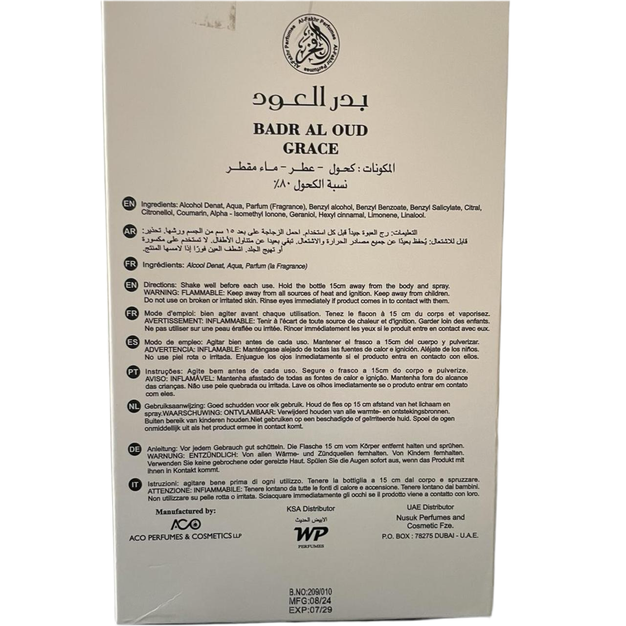 Badr Al Oud Grace EDP 100ml - Al Fakhr